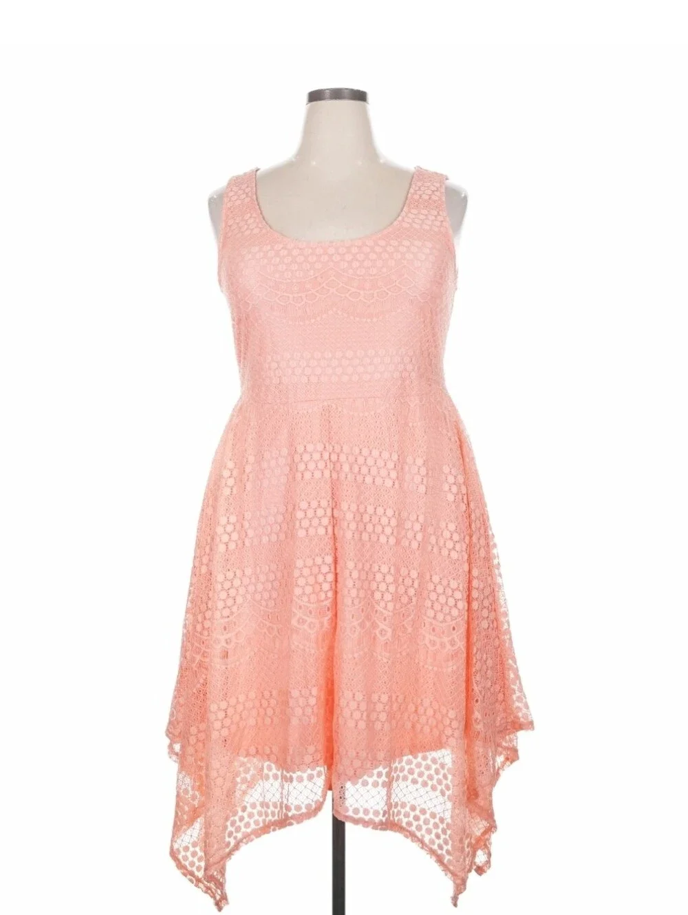 torrid coral lace dress Torrid 1 1X 16 18 Coral Lace Eyelet Spring Floral Easter Romantic Tea Midi  Dress
